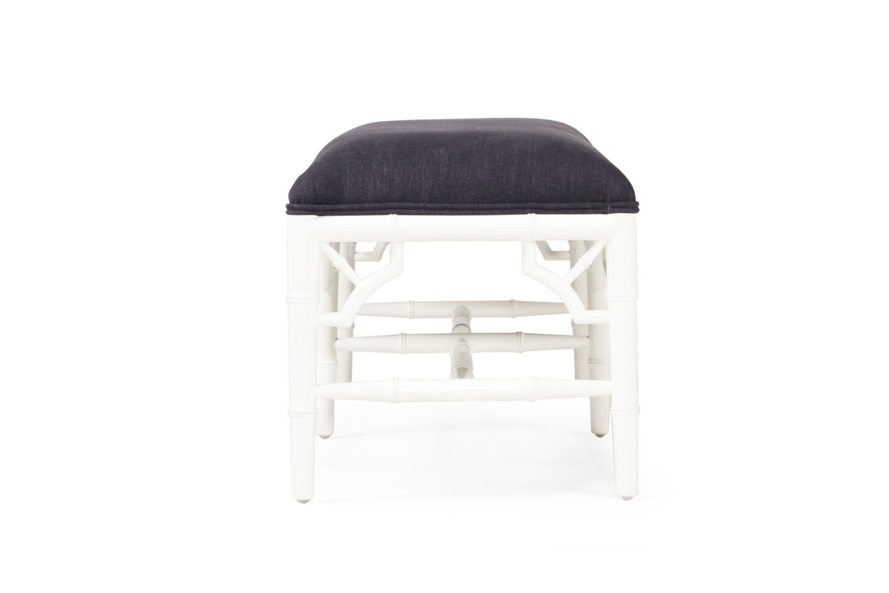 White Chippendale Bench Seat Bed End Navy Cushion, Width135cm x Depth 45cm x Height 49cm - Image 5