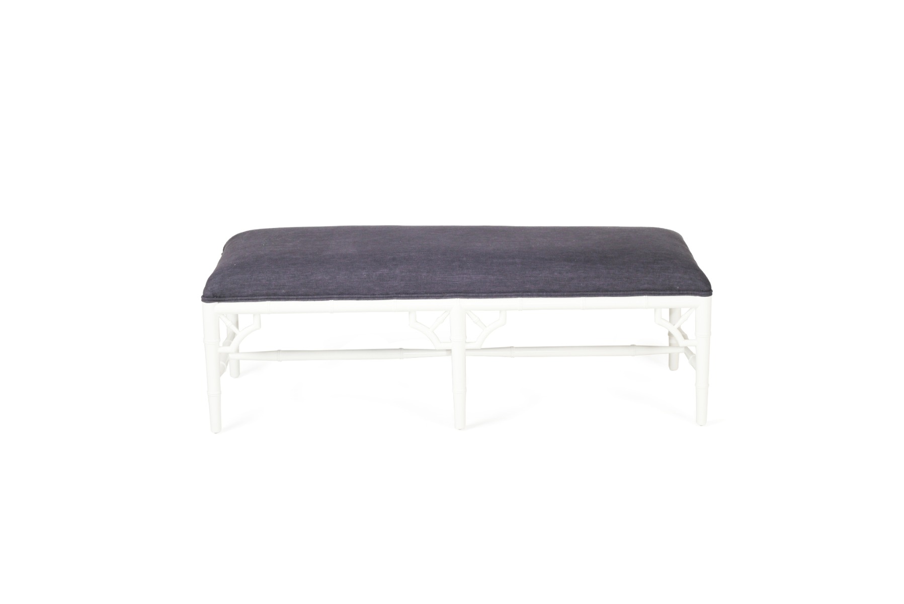 White Chippendale Bench Seat Bed End Navy Cushion, Width135cm x Depth 45cm x Height 49cm - Image 7