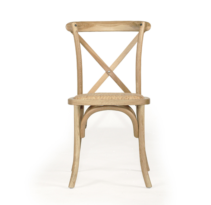 Stackable Provincial Cross Back Chair Natural Oak, W 50cm x D54cm x H 89cm