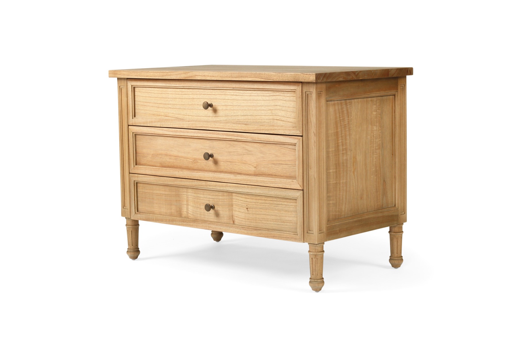 Hamilton Bedside Table/ Nightstand 3 Drawer Weathered Oak, Width 91cm × Depth 51cm × Height 67cm - Image 3