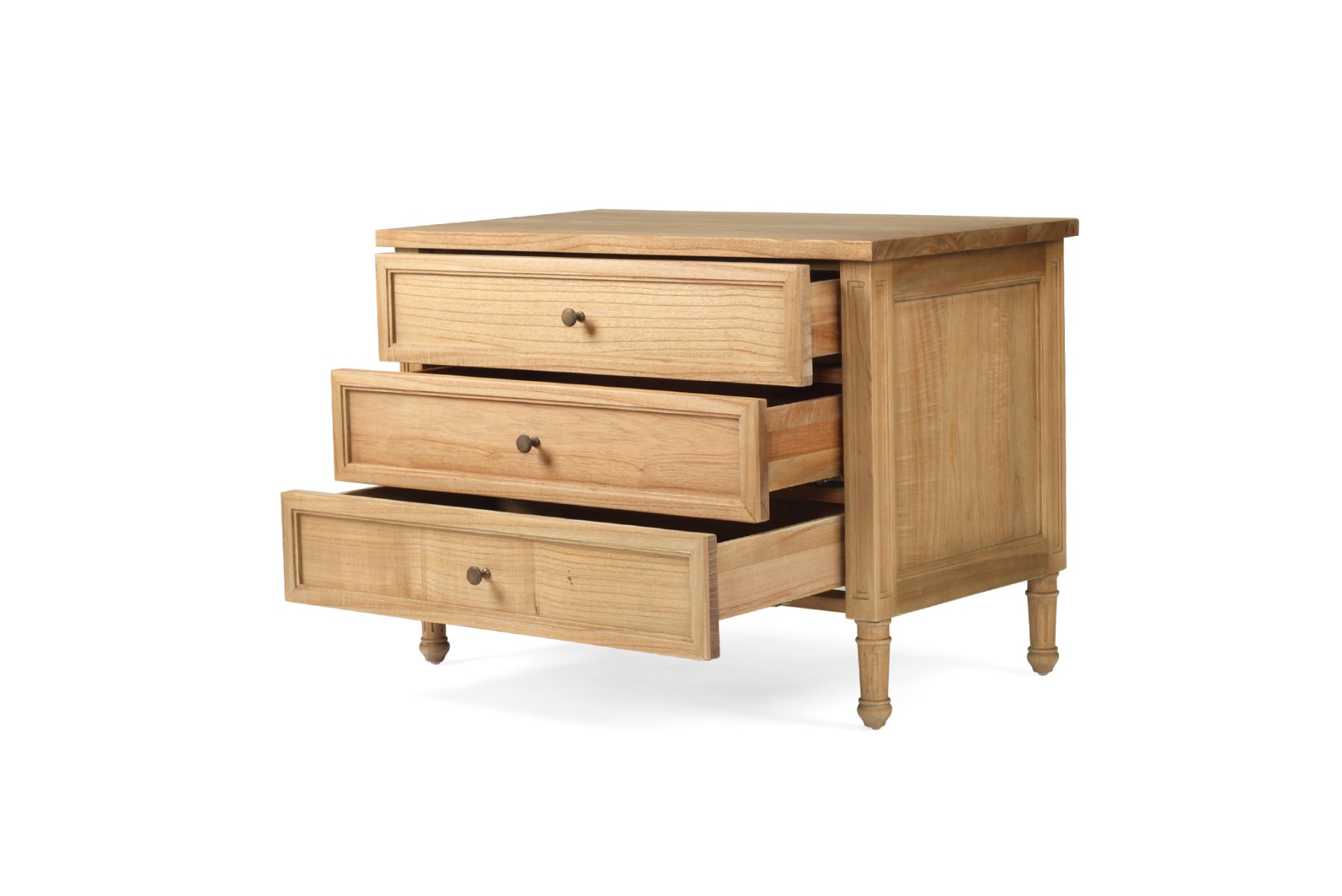 Hamilton Bedside Table/ Nightstand 3 Drawer Weathered Oak, Width 91cm × Depth 51cm × Height 67cm - Image 4