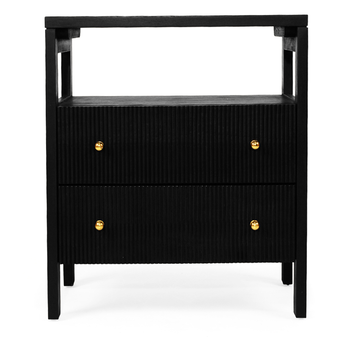 Audrey Bedside Table Black, W 60cm x D 42cm x H 70cm