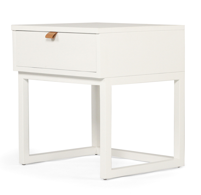 Flynn Bedside Table White, 50cm W x 45cm D x 55cm H