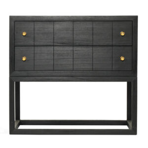 Lisette Bedside Table Black, Width 71cm x Depth 45cm x Height 66.7cm