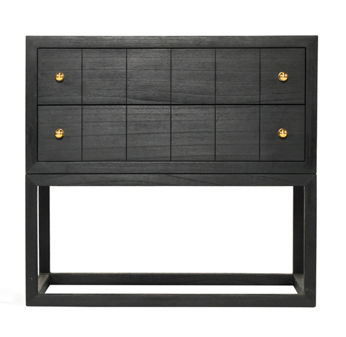 Lisette Bedside Table Black, Width 71cm x Depth 45cm x Height 66.7cm