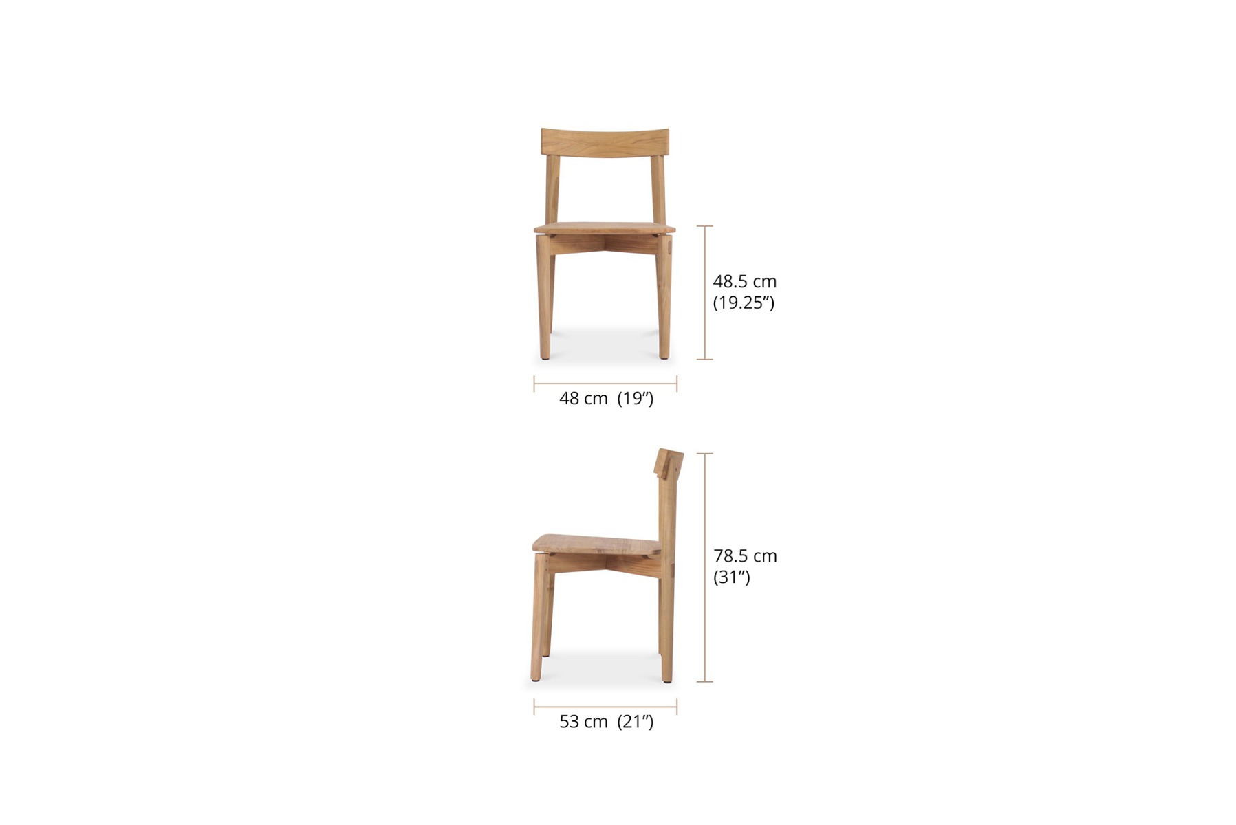 Jude Dining Chair Natural, W 48cm x D53cm x H78.5cm - Image 11