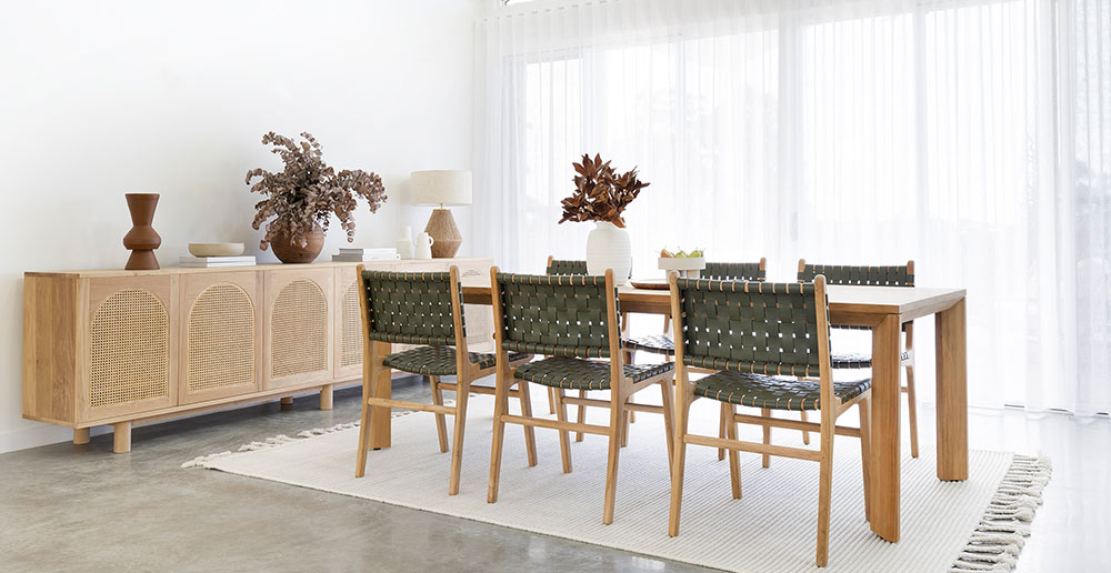 Pasadena Leather Side Chair Woven Olive, Width 53cm x Depth 55cm x height 48cm - Image 7