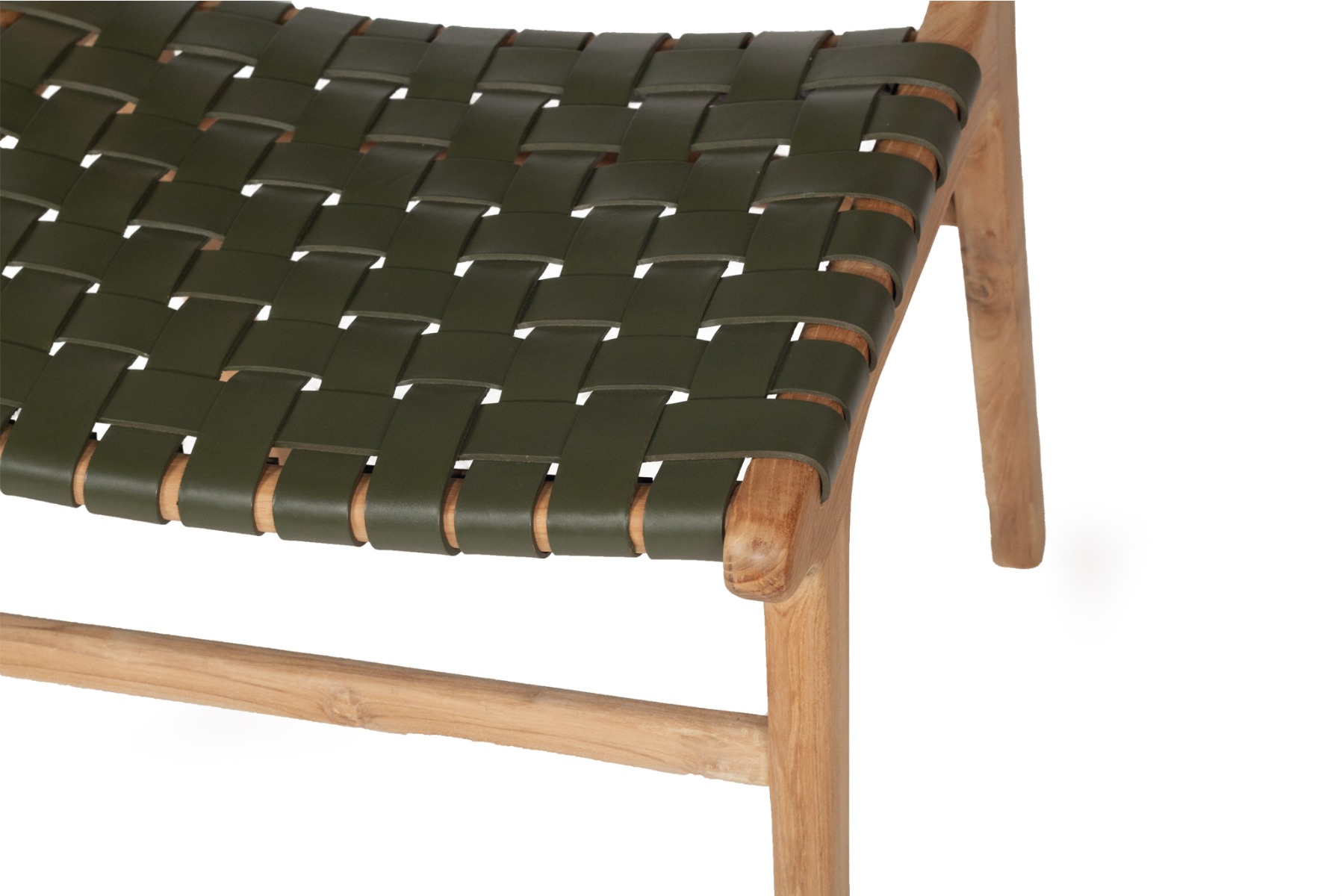 Pasadena Leather Side Chair Woven Olive, Width 53cm x Depth 55cm x height 48cm - Image 11