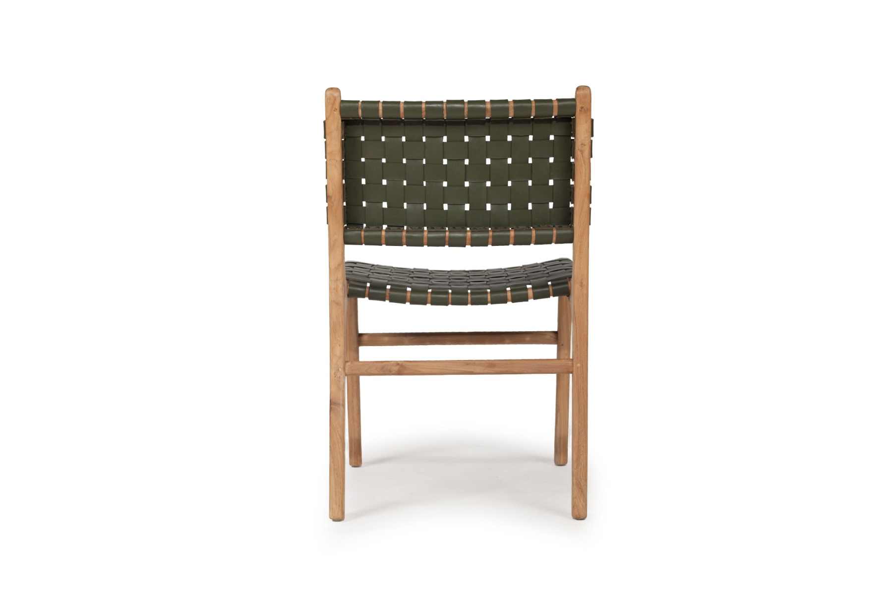 Pasadena Leather Side Chair Woven Olive, Width 53cm x Depth 55cm x height 48cm - Image 12