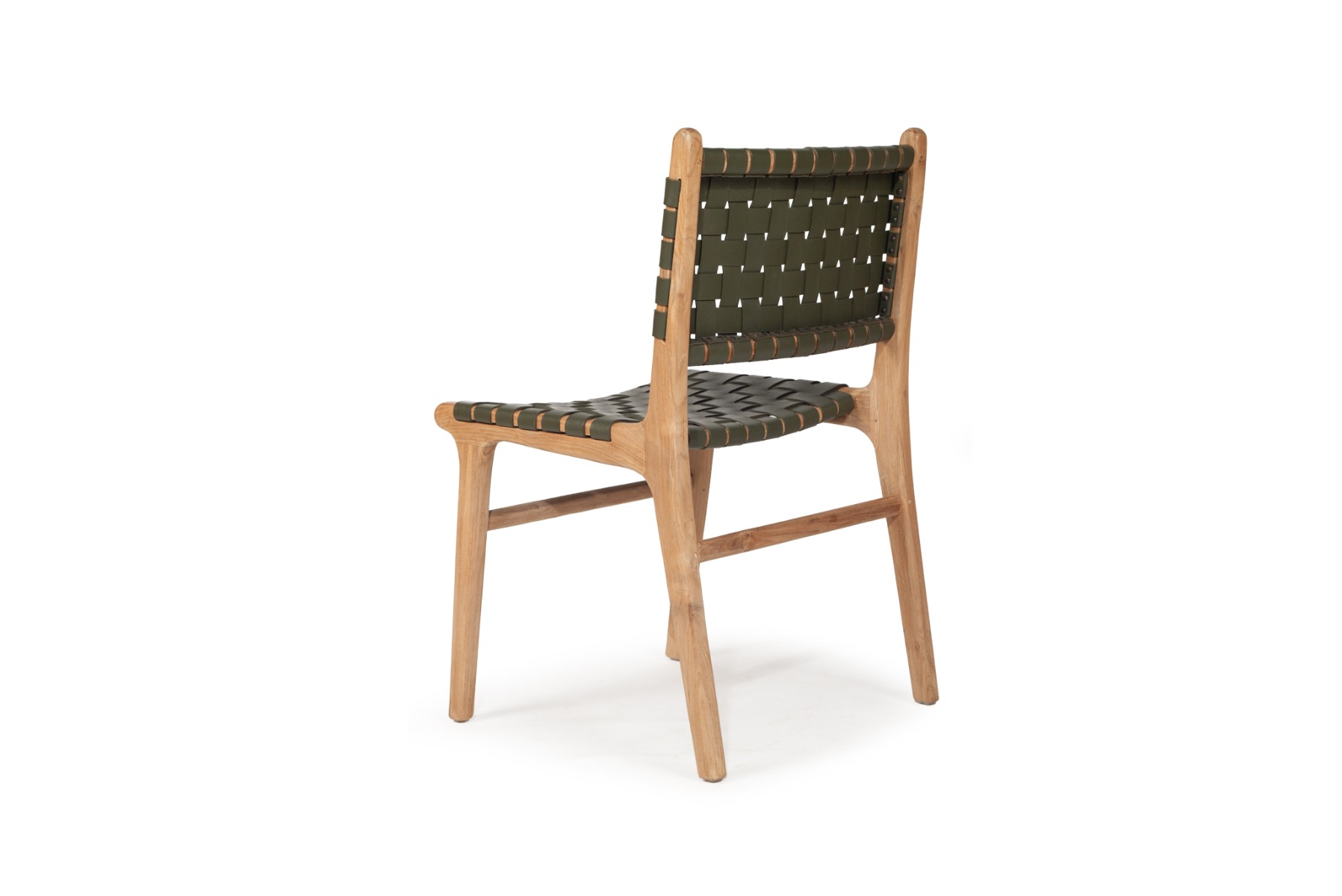 Pasadena Leather Side Chair Woven Olive, Width 53cm x Depth 55cm x height 48cm - Image 13