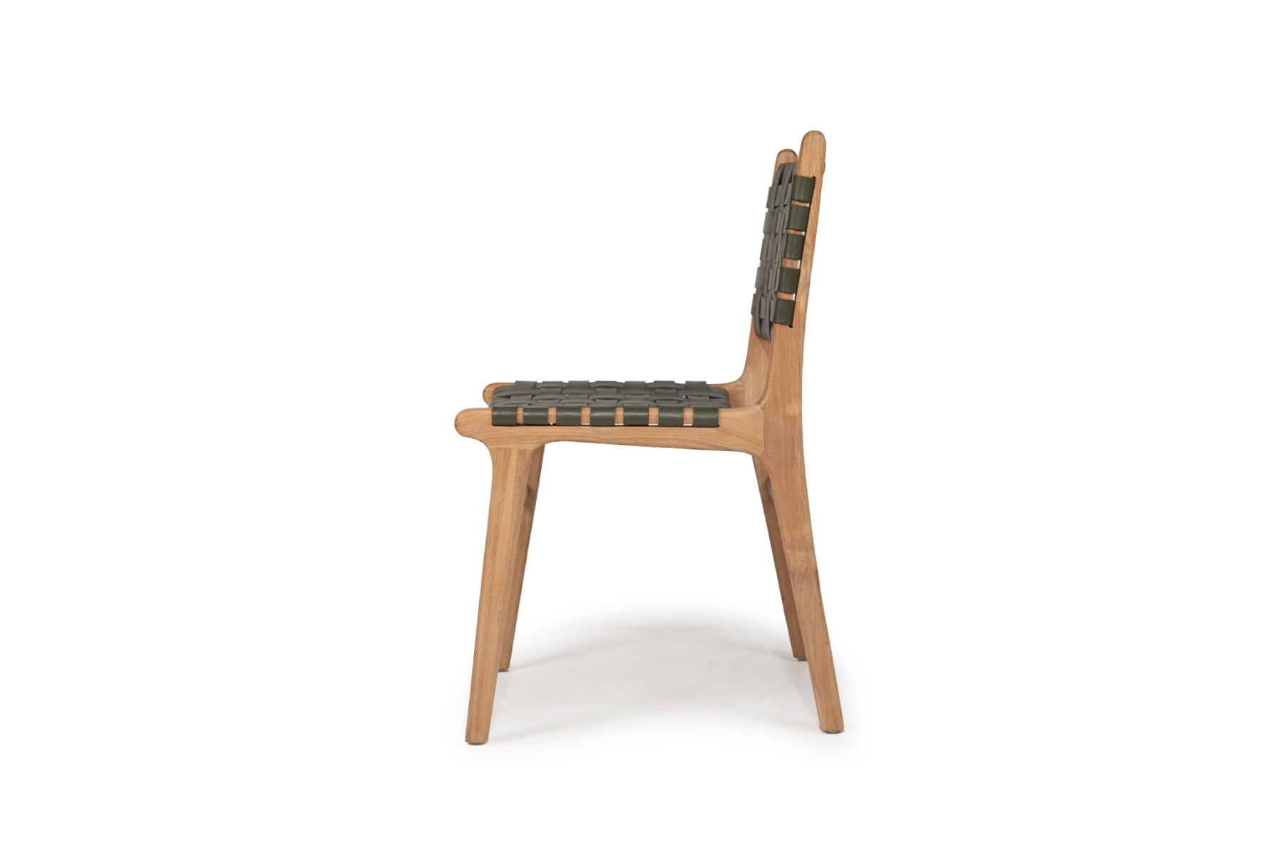 Pasadena Leather Side Chair Woven Olive, Width 53cm x Depth 55cm x height 48cm - Image 14