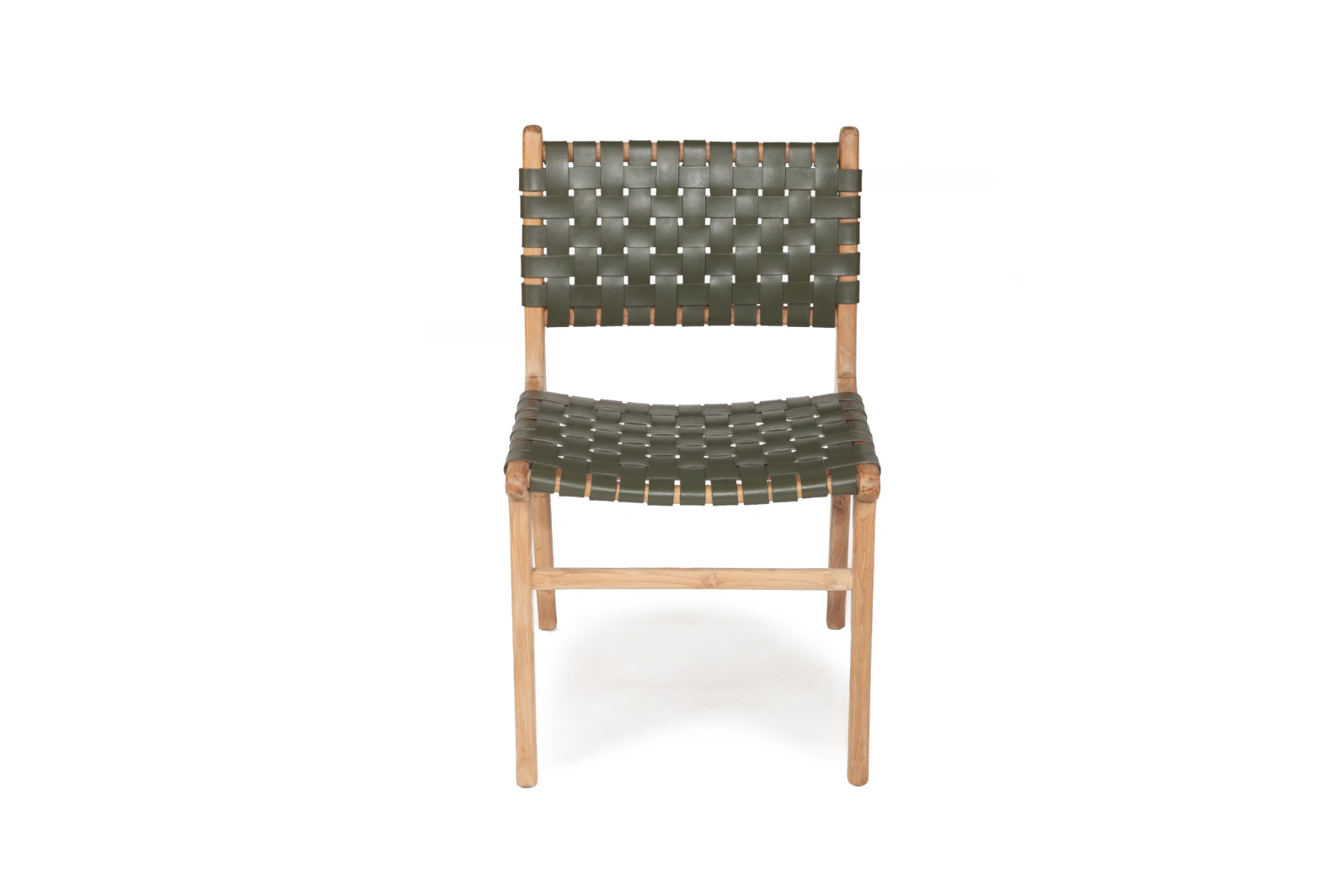 Pasadena Leather Side Chair Woven Olive, Width 53cm x Depth 55cm x height 48cm - Image 15