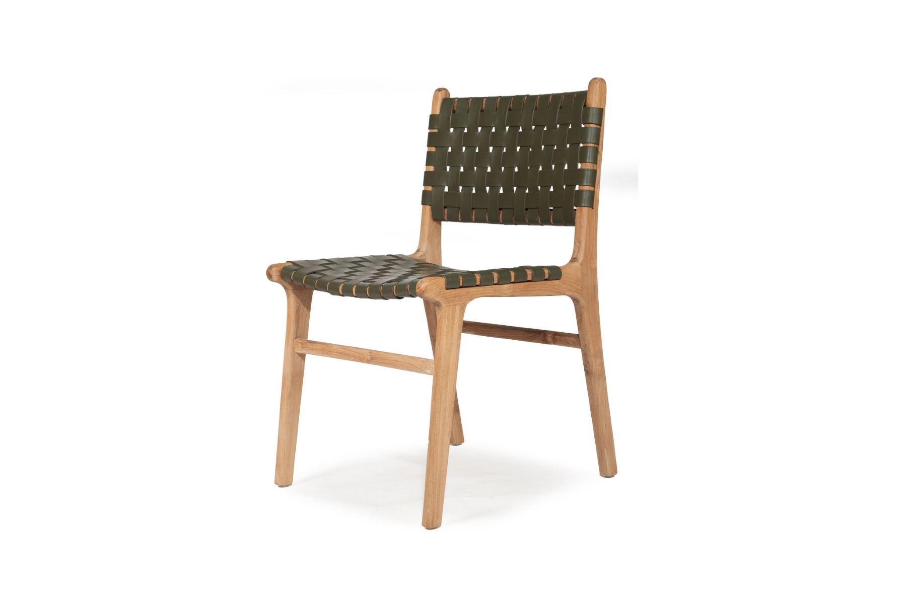 Pasadena Leather Side Chair Woven Olive, Width 53cm x Depth 55cm x height 48cm - Image 17