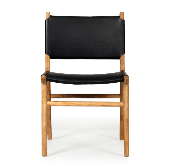Pasadena Leather Side Chair Black, Width 53cm x Depth 55cm x Height 48cm