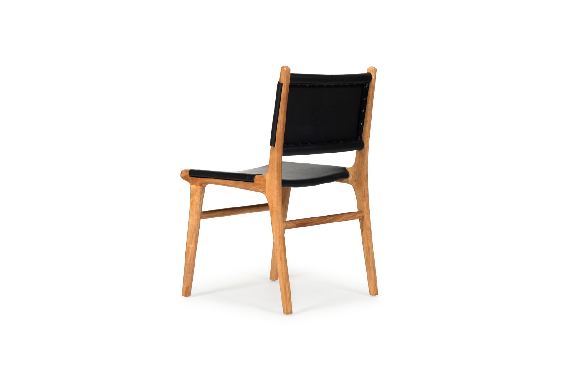 Pasadena Leather Side Chair Black, Width 53cm x Depth 55cm x Height 48cm - Image 8