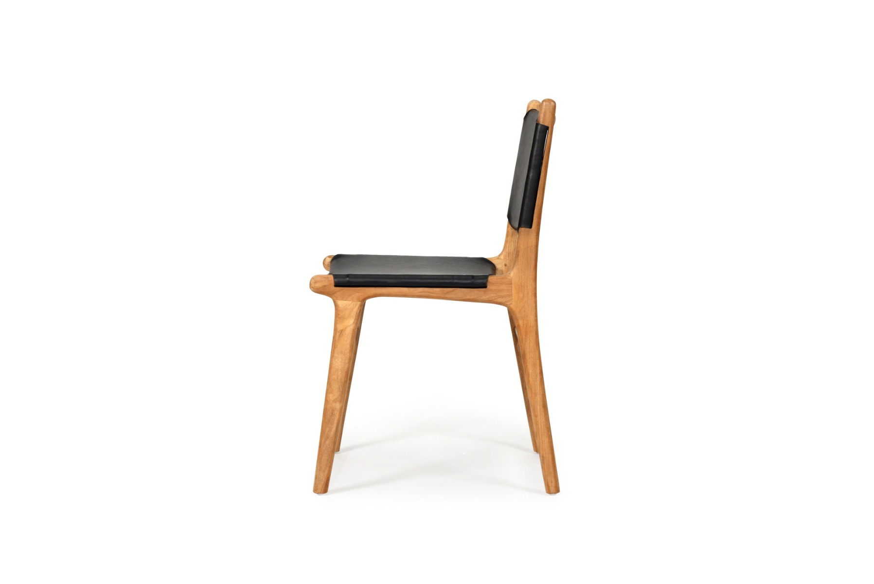 Pasadena Leather Side Chair Black, Width 53cm x Depth 55cm x Height 48cm - Image 9