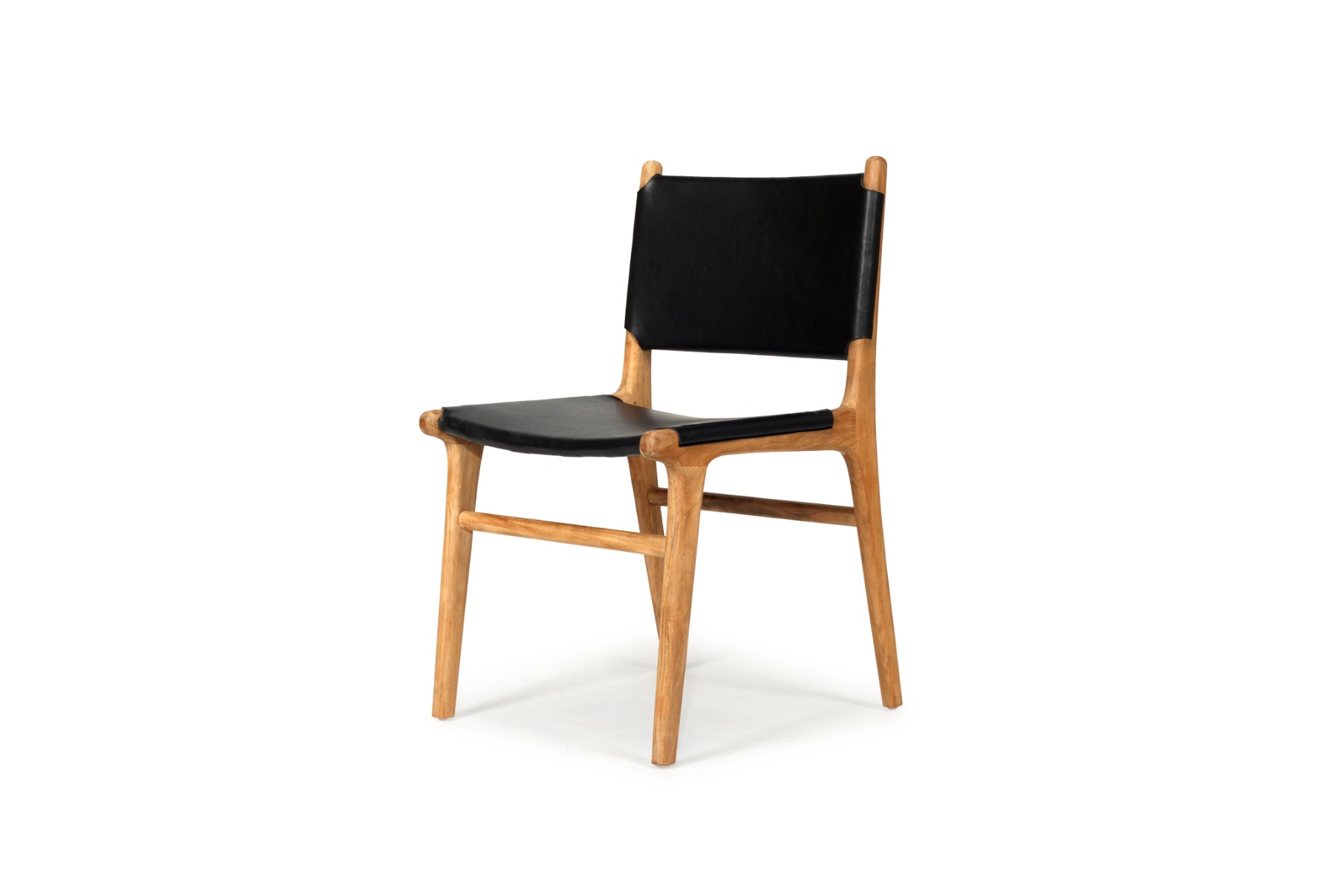 Pasadena Leather Side Chair Black, Width 53cm x Depth 55cm x Height 48cm - Image 11