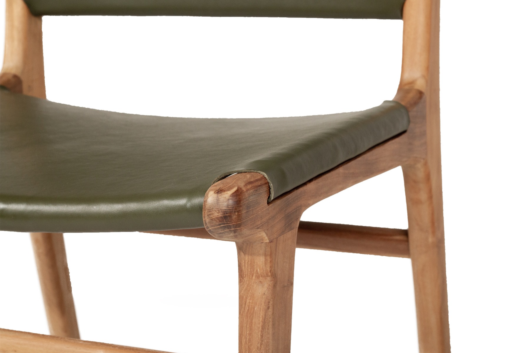 Pasadena Leather Side Chair Olive, Width 53cm x Depth 55cm x Height 48cm - Image 6