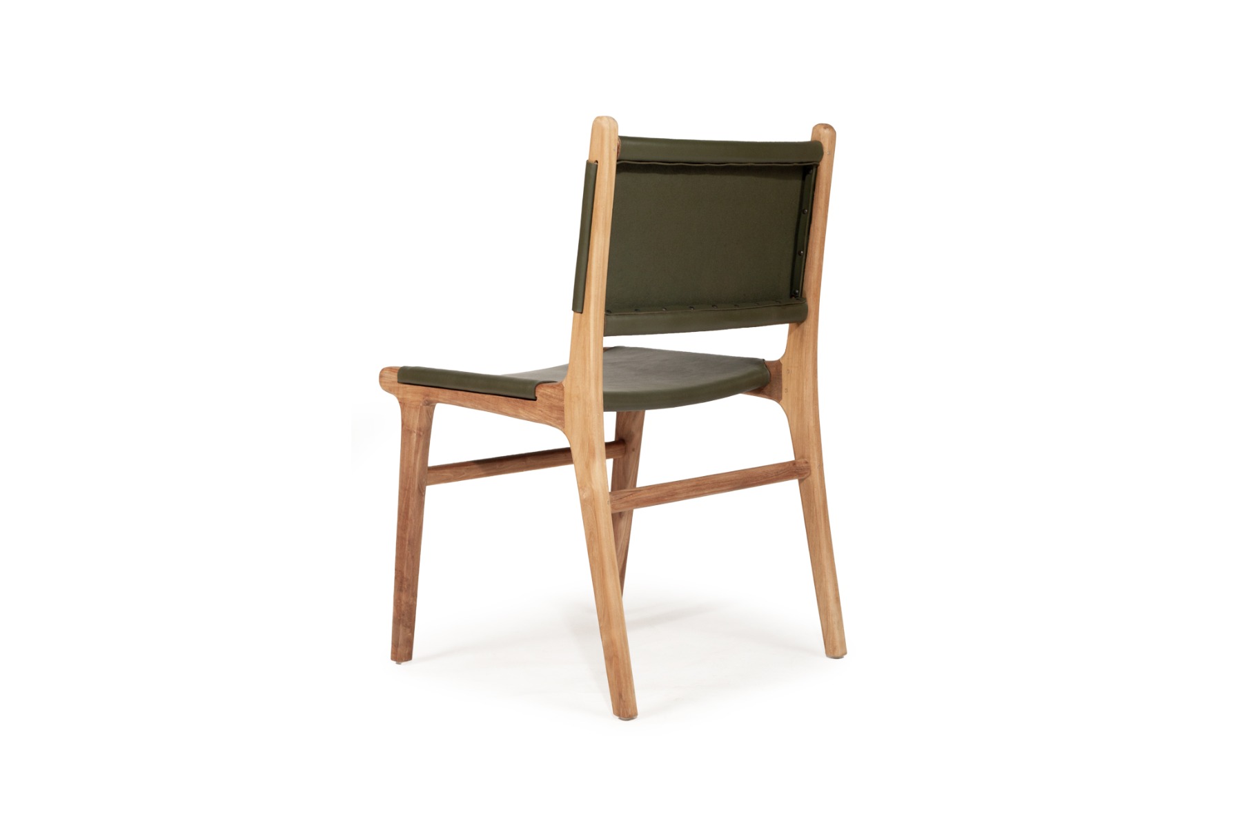 Pasadena Leather Side Chair Olive, Width 53cm x Depth 55cm x Height 48cm - Image 8