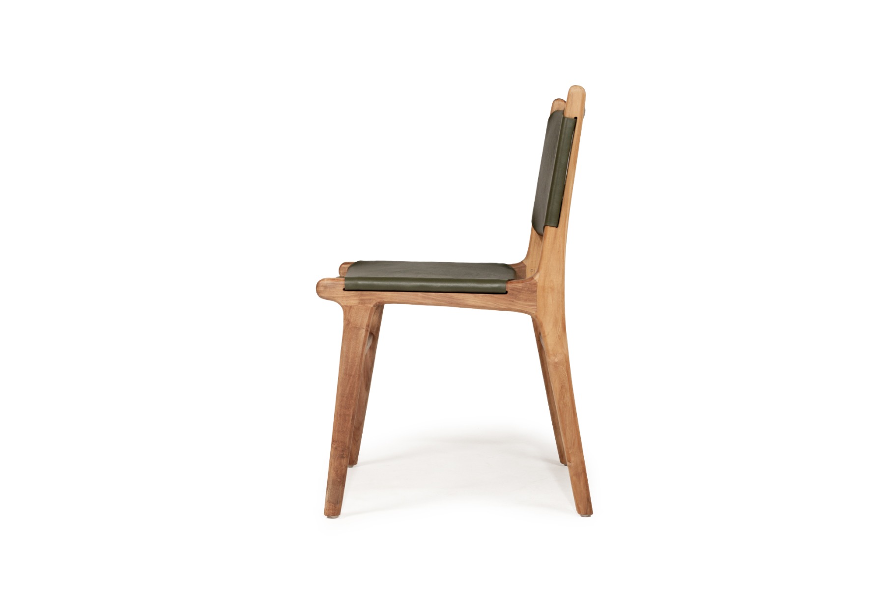 Pasadena Leather Side Chair Olive, Width 53cm x Depth 55cm x Height 48cm - Image 9
