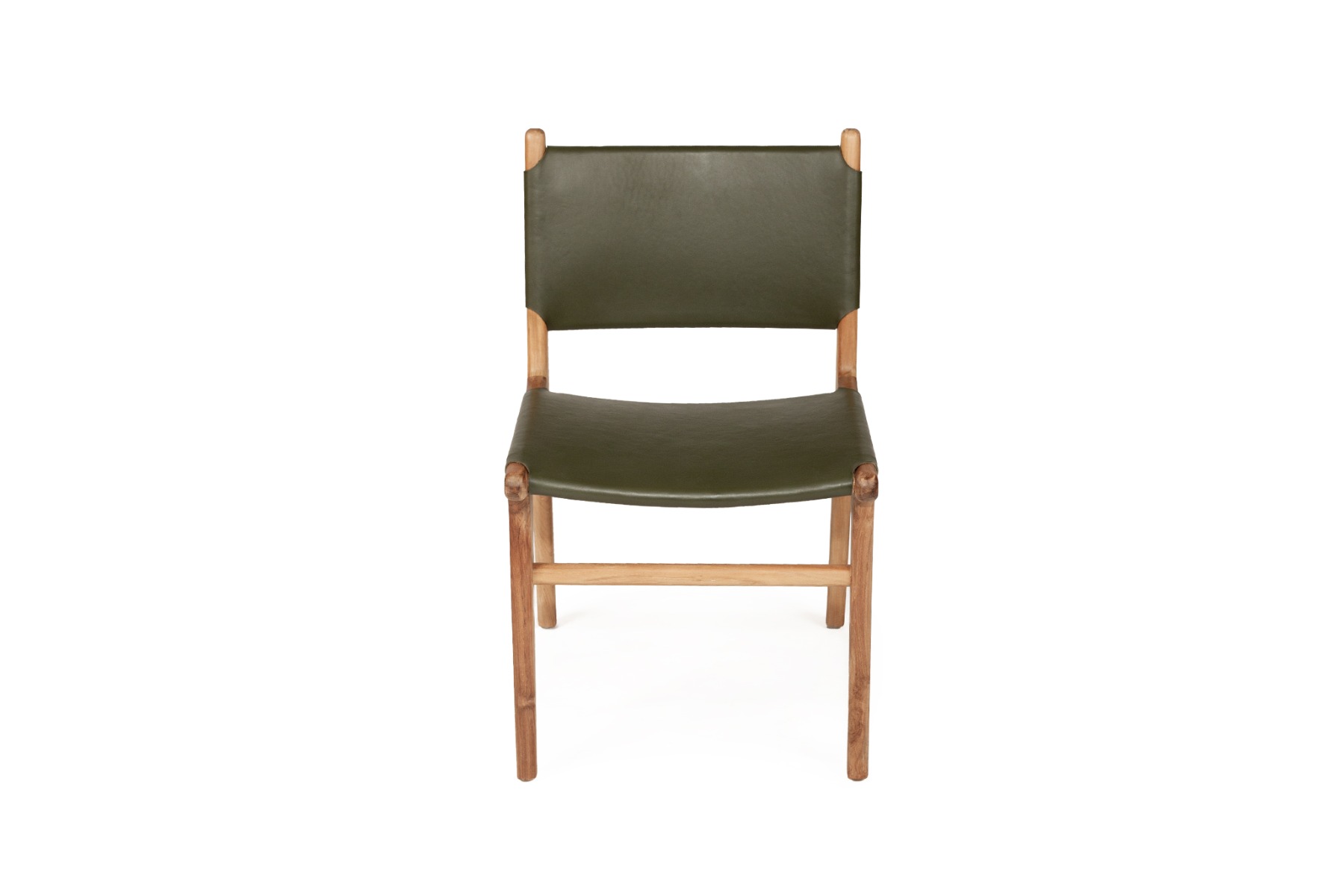Pasadena Leather Side Chair Olive, Width 53cm x Depth 55cm x Height 48cm - Image 10