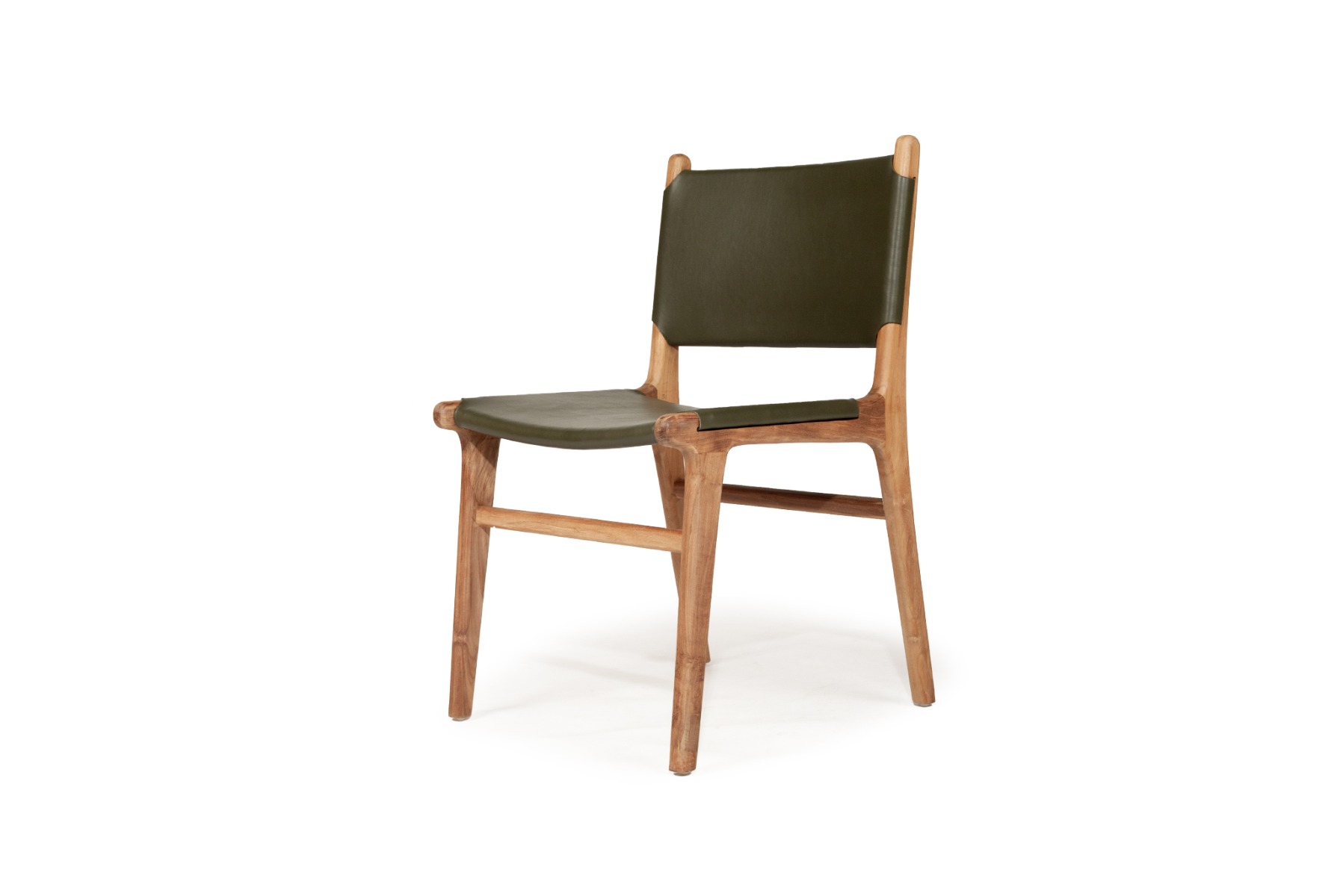 Pasadena Leather Side Chair Olive, Width 53cm x Depth 55cm x Height 48cm - Image 12