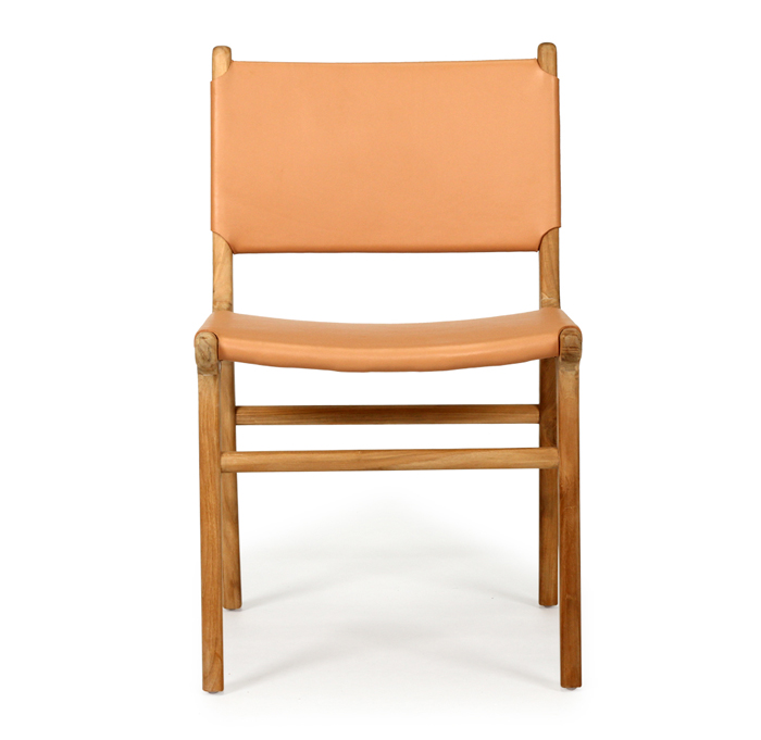 Pasadena Leather Side Chair Natural, Width 53cm x Depth 55cm x Height 48cm