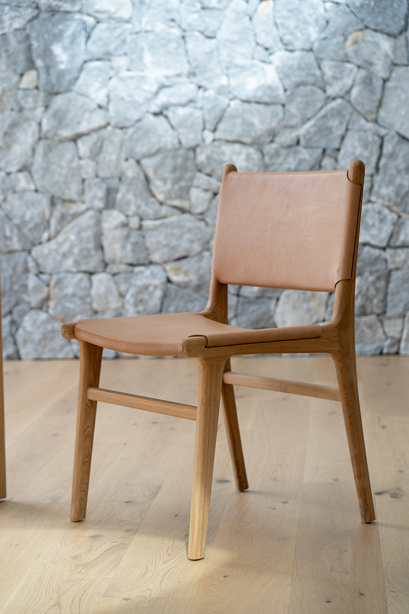 Pasadena Leather Side Chair Natural, Width 53cm x Depth 55cm x Height 48cm - Image 10