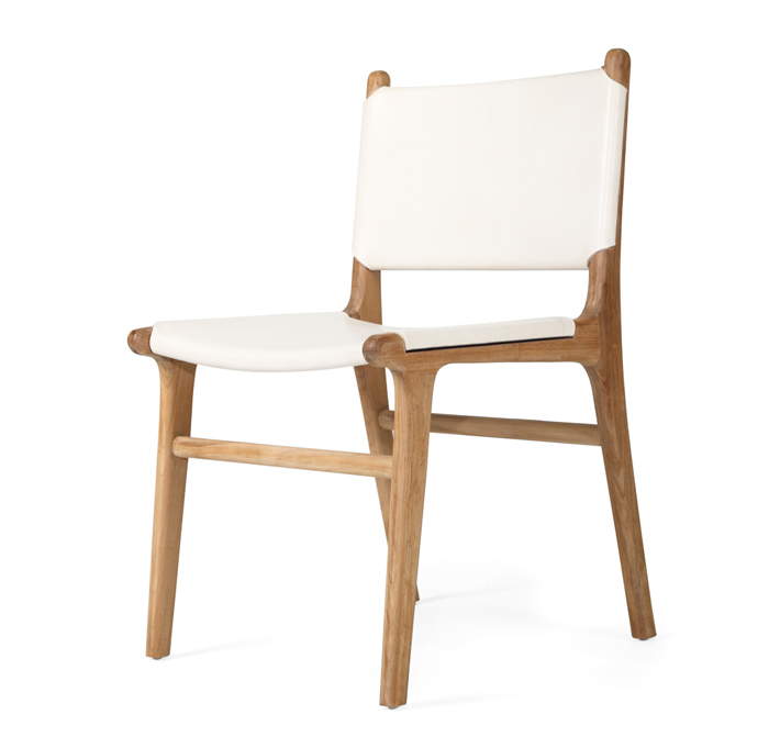 Pasadena Leather Side Chair White, Width 53cm x Depth 55cm x Height 48cm