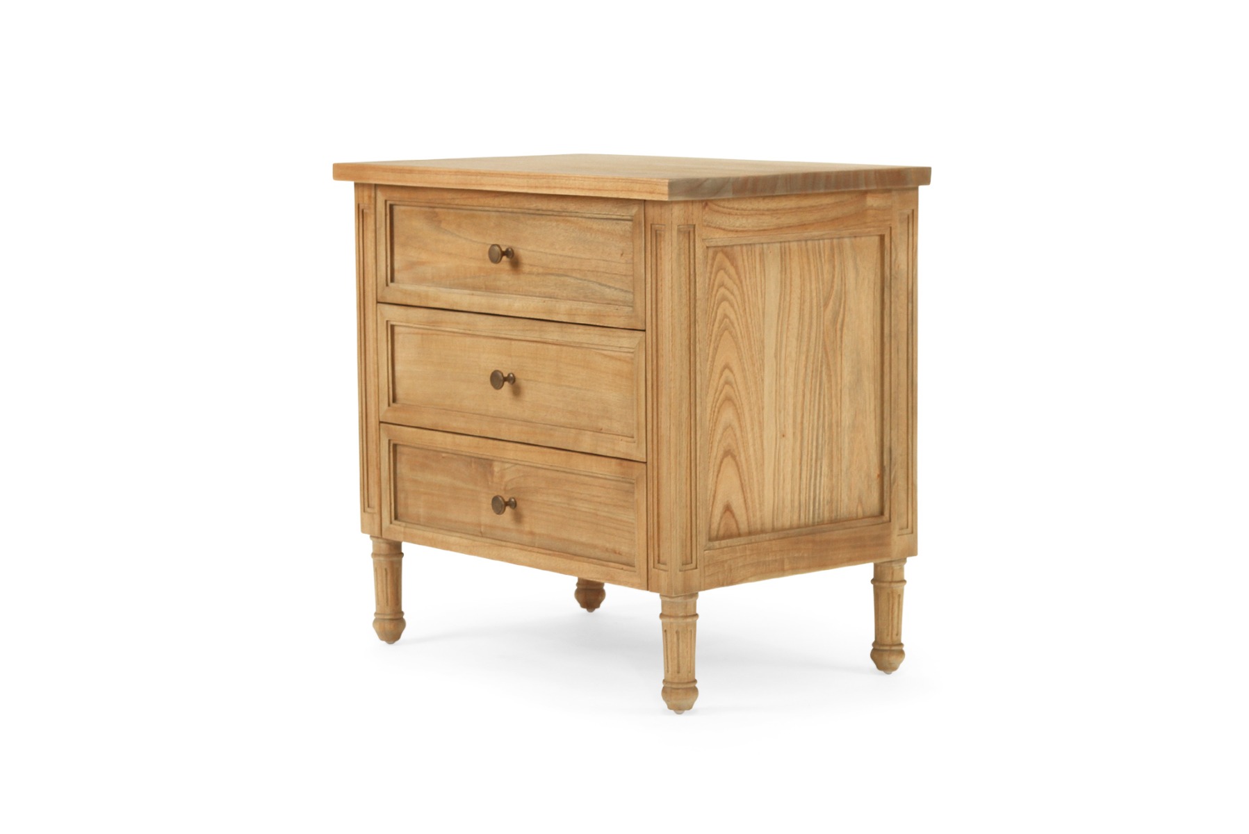 Hamilton Bedside Table 3 Drawer Weathered Oak, Width 70cm x Depth 45cm x Height 67cm - Image 3