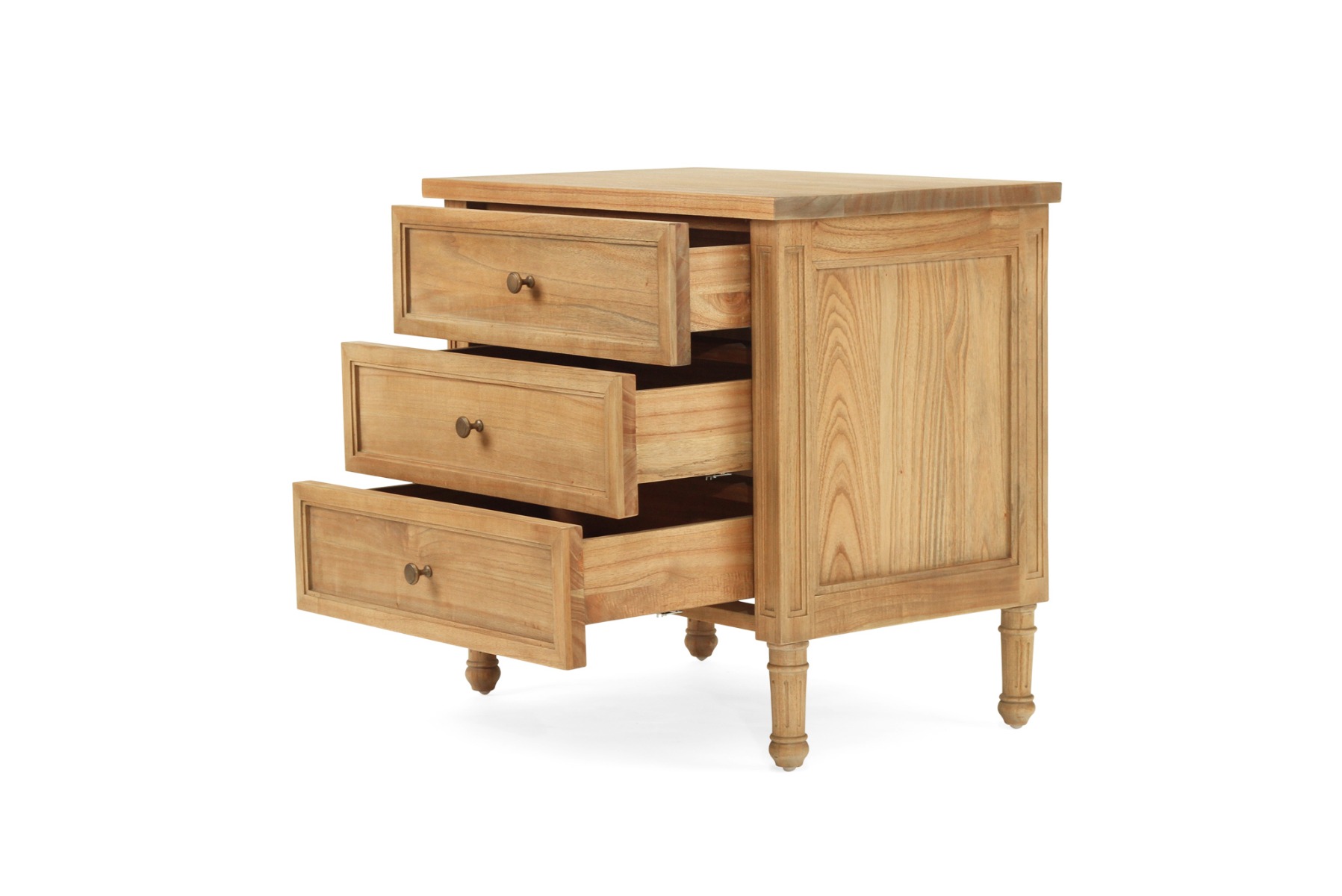 Hamilton Bedside Table 3 Drawer Weathered Oak, Width 70cm x Depth 45cm x Height 67cm - Image 4