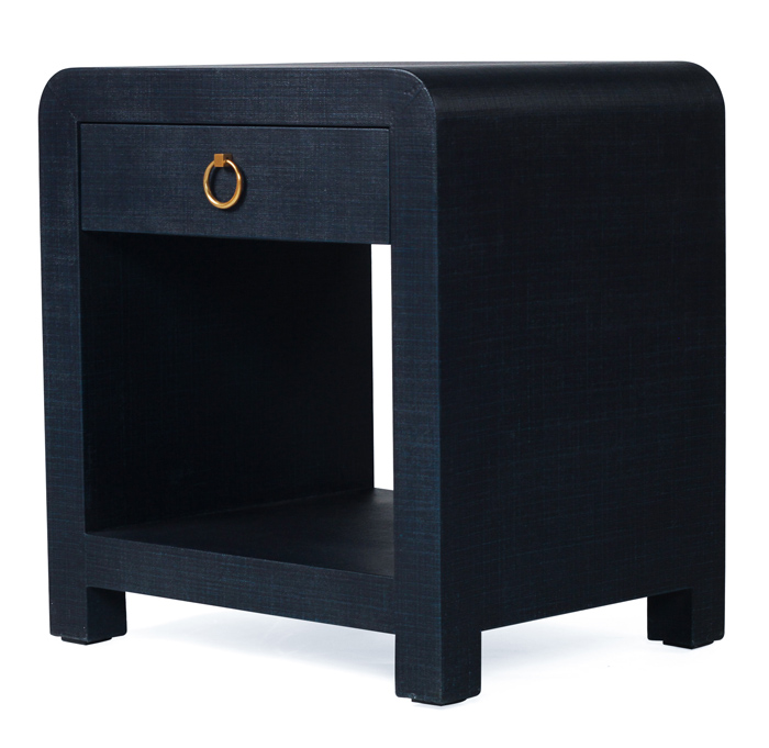 Newhaven Bedside Table Navy by Serrata Living, W 56cm x D 46cm x H 61cm