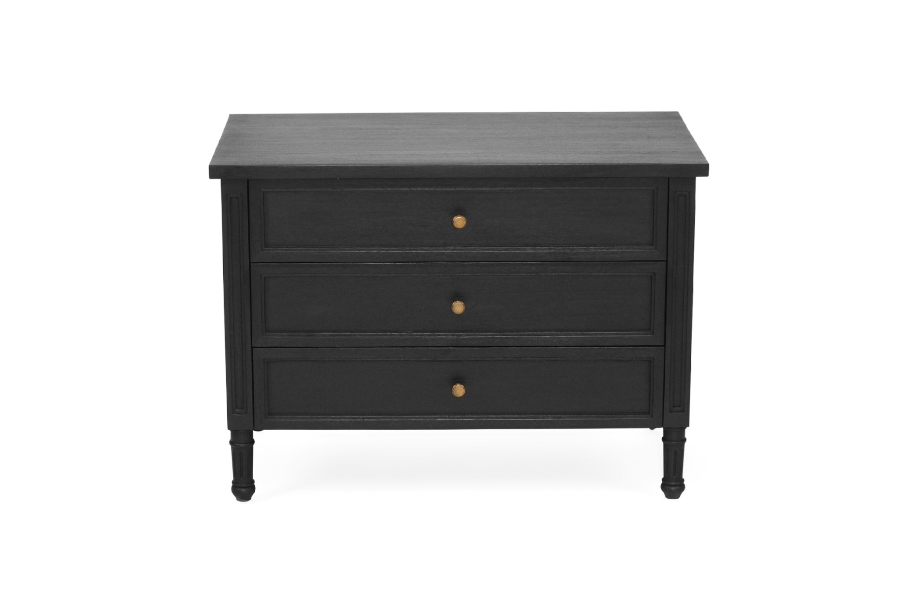 Hamilton Bedside Table/ Nightstand 3 Drawer Black, Width 91cm x Depth 51cm x Height 67cm - Image 2