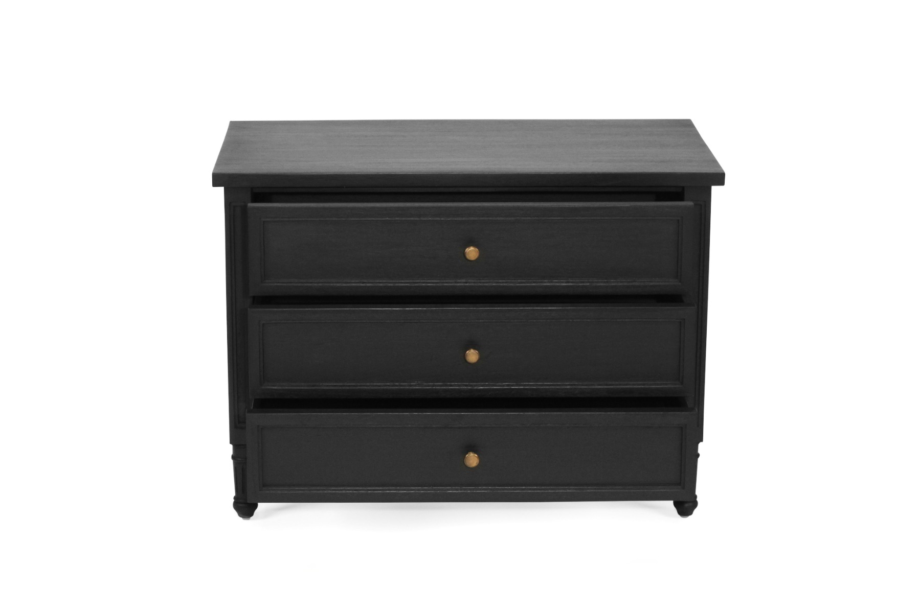 Hamilton Bedside Table/ Nightstand 3 Drawer Black, Width 91cm x Depth 51cm x Height 67cm - Image 3