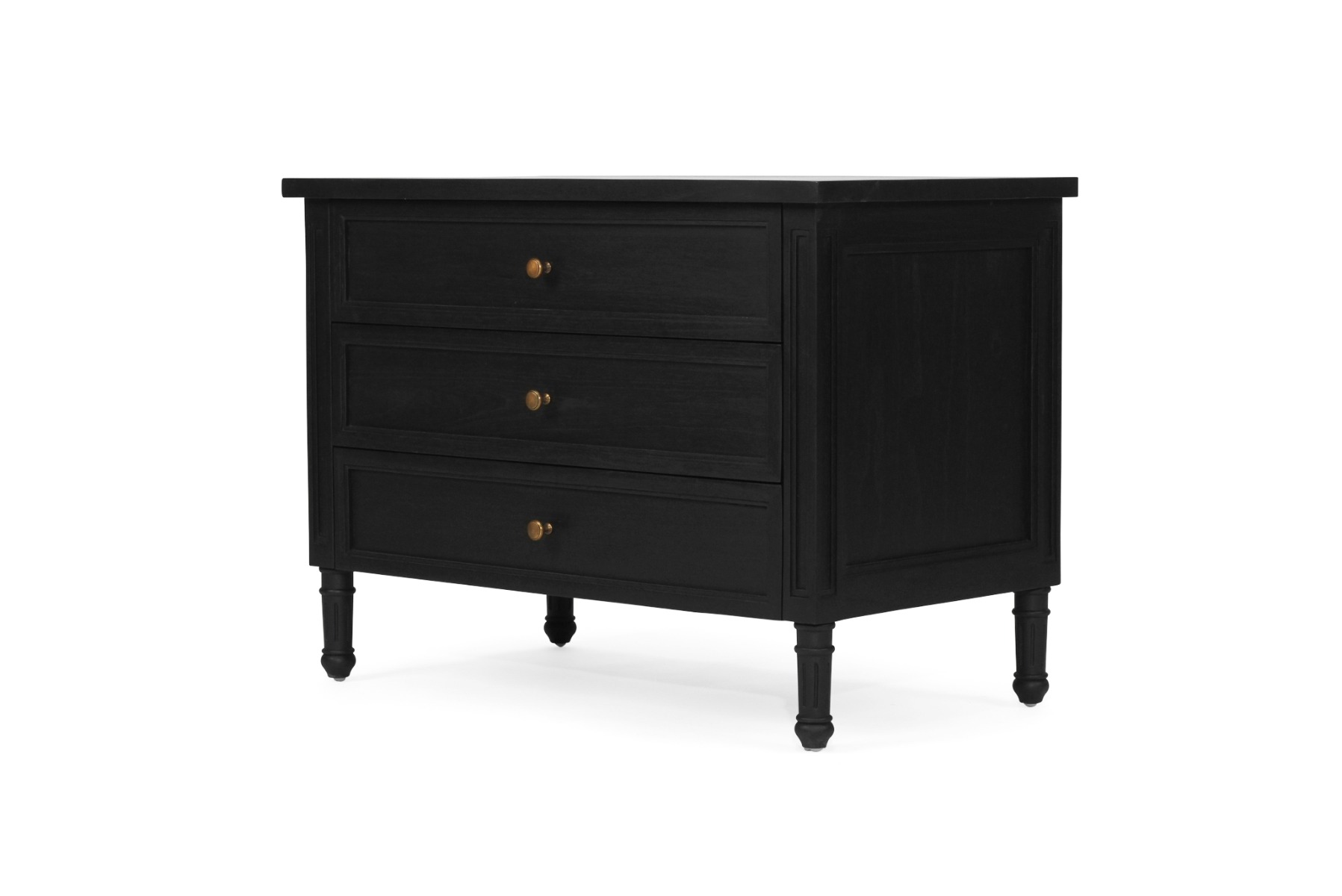 Hamilton Bedside Table/ Nightstand 3 Drawer Black, Width 91cm x Depth 51cm x Height 67cm - Image 4