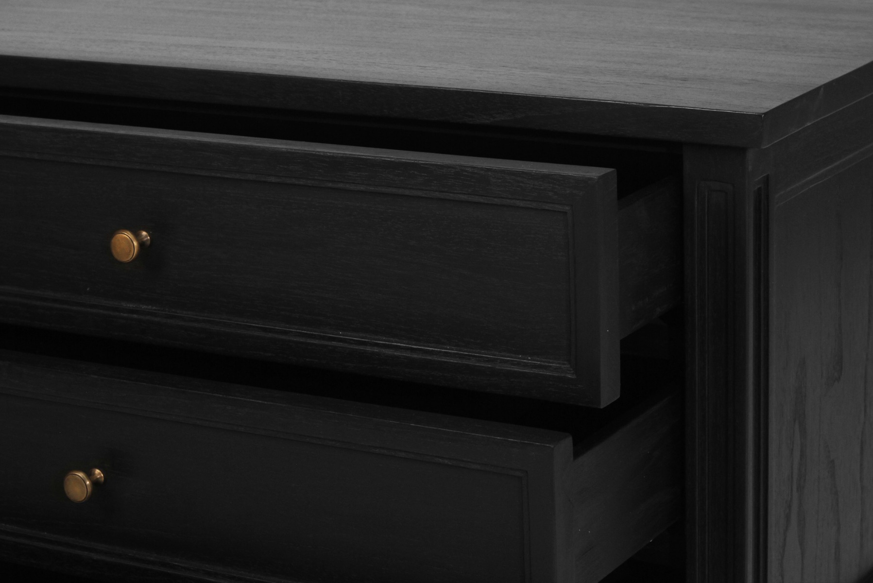 Hamilton Bedside Table/ Nightstand 3 Drawer Black, Width 91cm x Depth 51cm x Height 67cm - Image 10