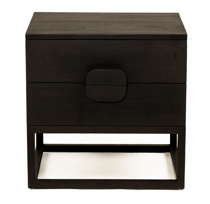 Eden Bedside Table Black, W 60cm x D 52cm x H 61cm