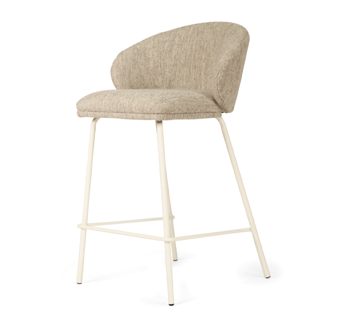 Anders Counter Stool Pebble Upholstery with White Legs, W 53cm x D 53cm x H 85cm