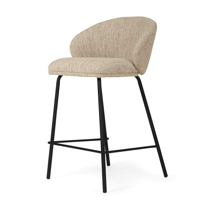 Anders Counter Stool Pebble Upholstery with Black Legs, W 53cm x D 53cm x H 85cm