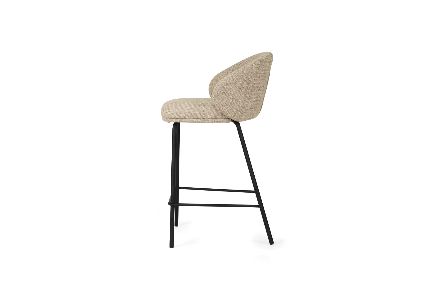 Anders Counter Stool Pebble Upholstery with Black Legs, W 53cm x D 53cm x H 85cm - Image 8
