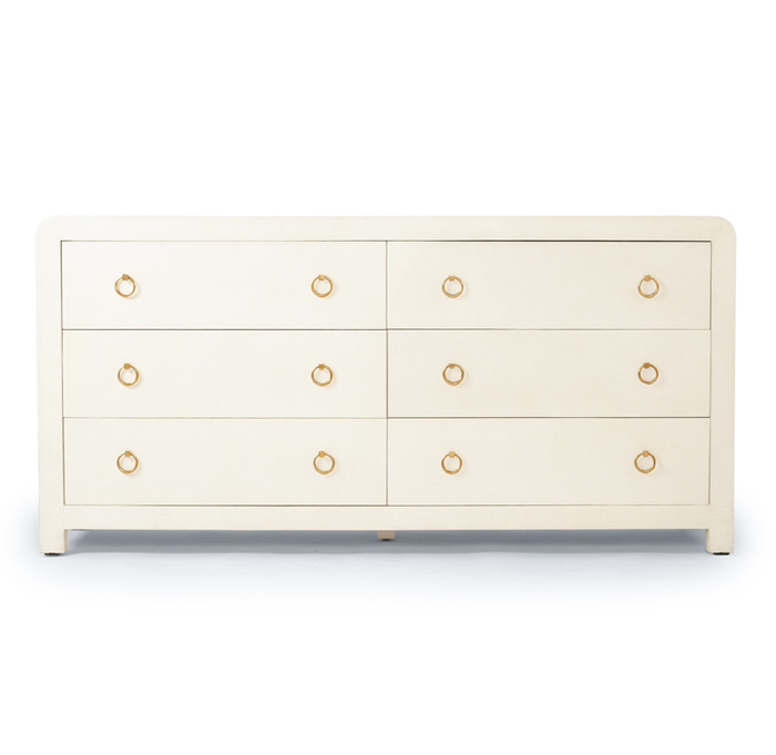 Newhaven Dresser 6 Drawer Ivory by Serrata Living, Wide 173cm x High 85cm x Deep 54cm