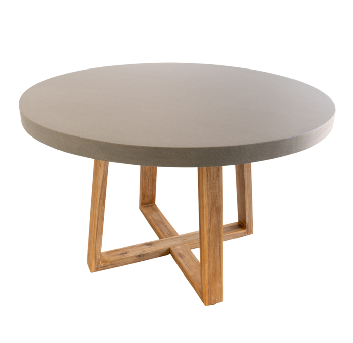 1.2m Alta Elkstone Round Dining Table – Pebble Grey with Light Honey Legs