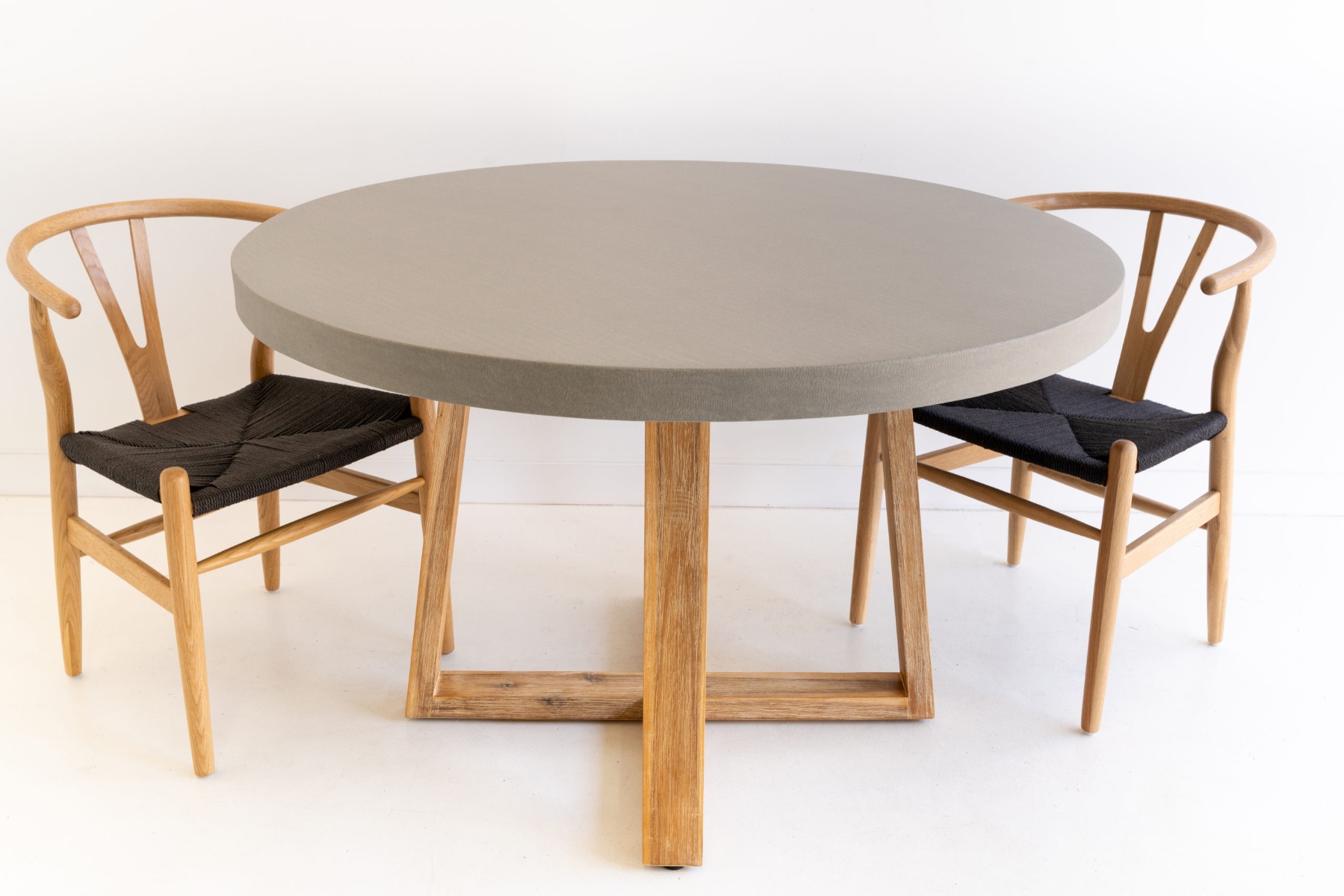 1.2m Alta Elkstone Round Dining Table – Pebble Grey with Light Honey Legs - Image 4