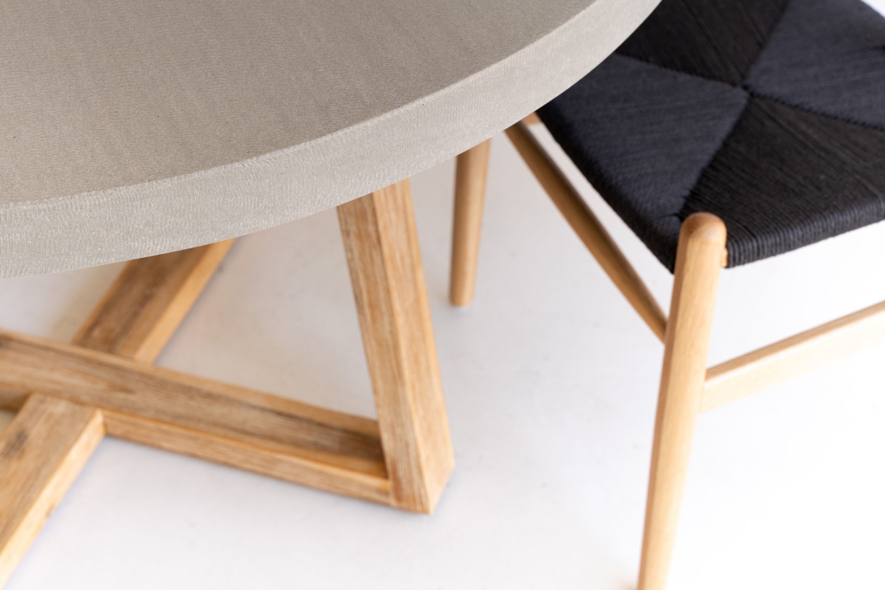 1.2m Alta Elkstone Round Dining Table – Pebble Grey with Light Honey Legs - Image 7