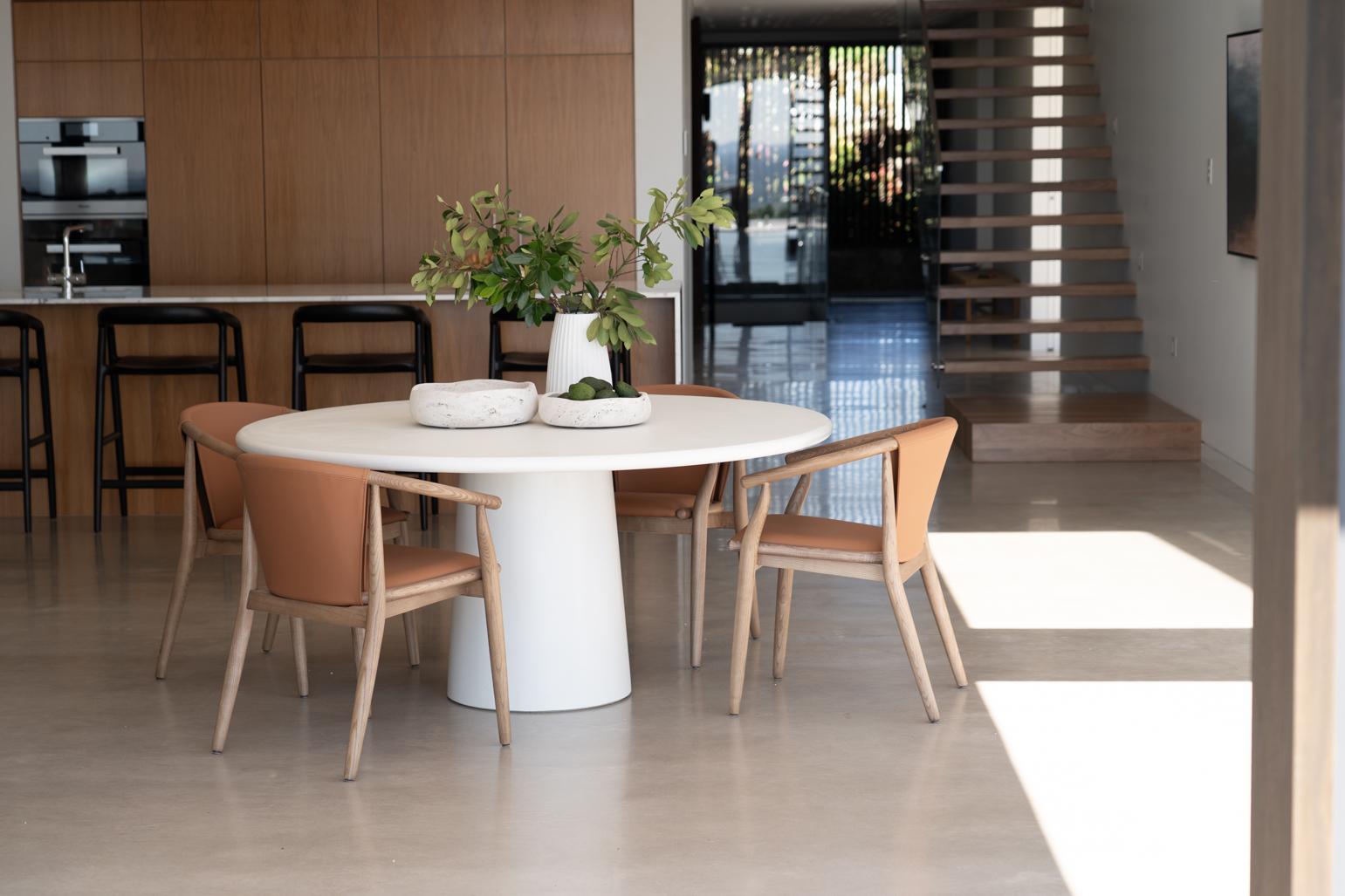 Enzo Dining Chair Tan, Width 59cm x Depth 56cm x Height 76.5cm - Image 2