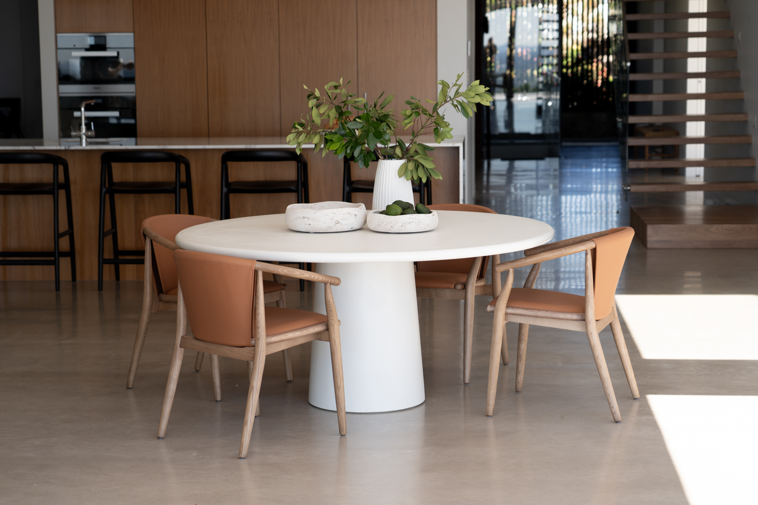 Enzo Dining Chair Tan, Width 59cm x Depth 56cm x Height 76.5cm - Image 3
