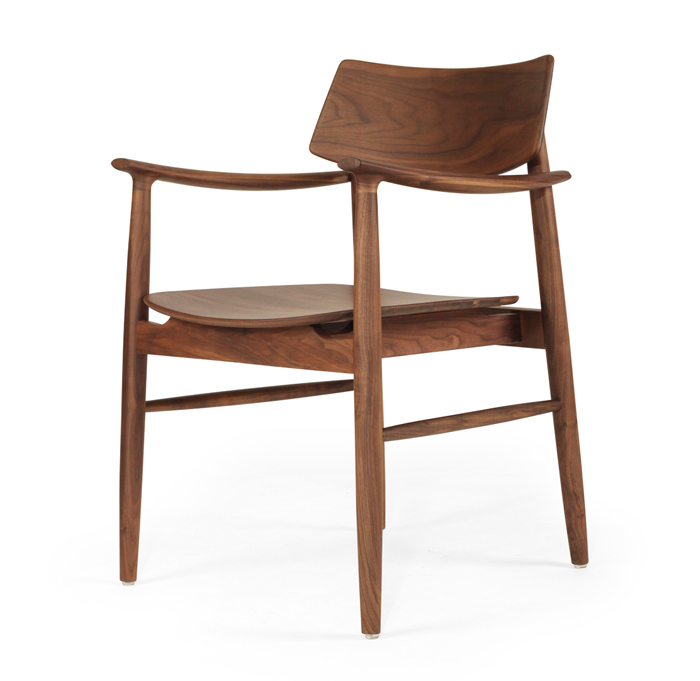 Harlow Dining Armchair Walnut with Timber Seat, W 56cm × D 56cm × H 80cm