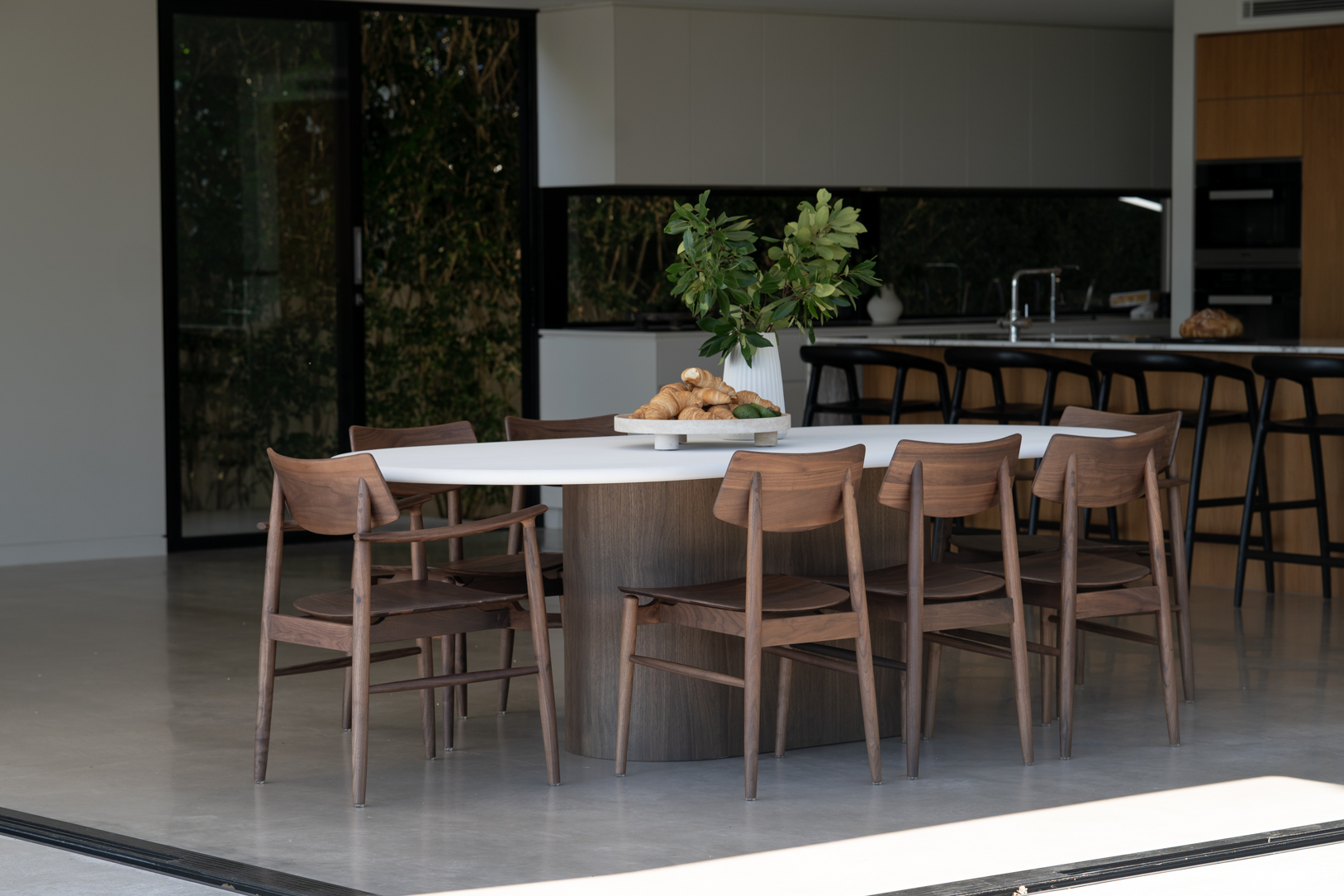 Harlow Dining Armchair Walnut with Timber Seat, W 56cm × D 56cm × H 80cm - Image 16