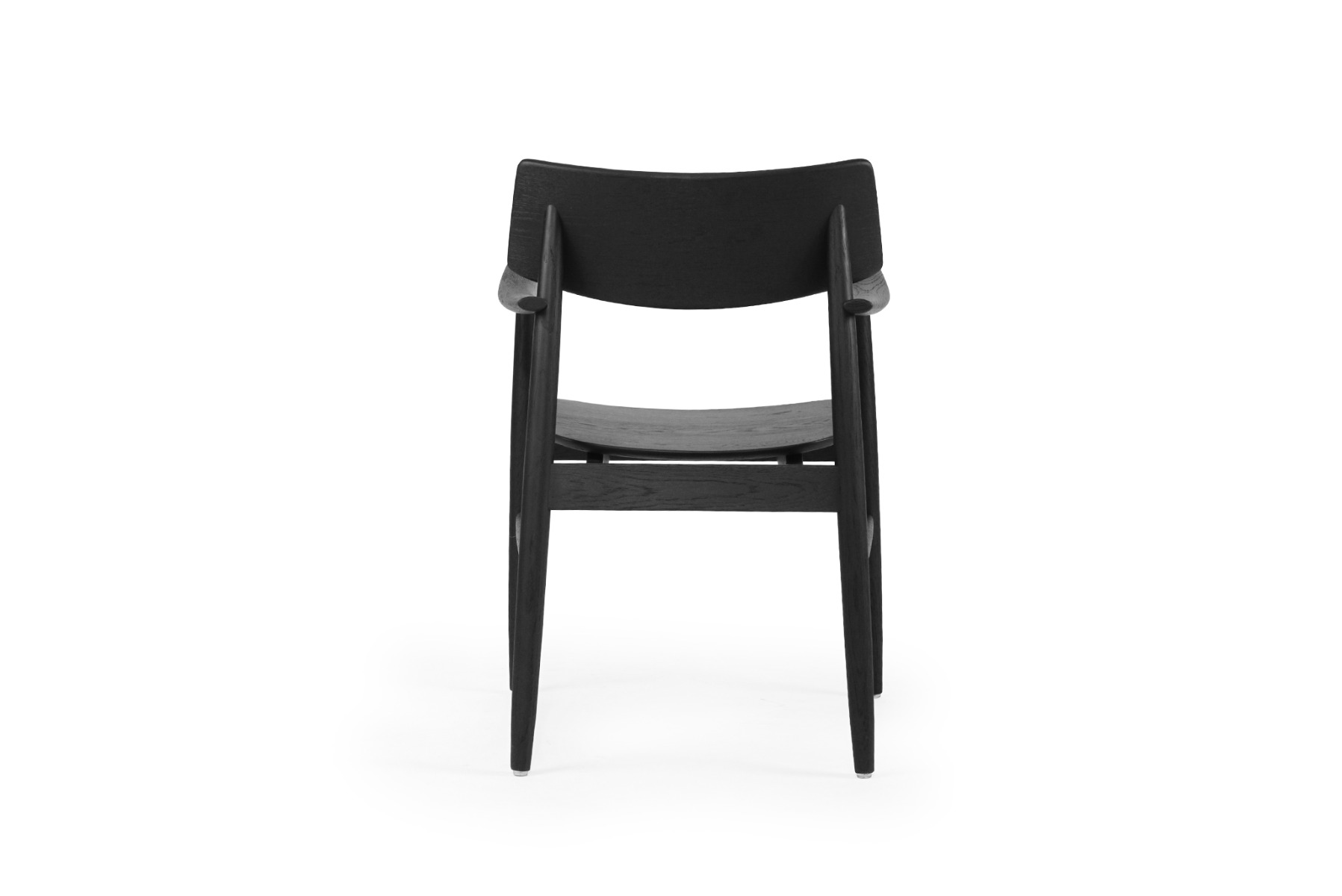 Harlow Dining Armchair Black with Timber Seat, W 56cm × D 56cm × H 80cm - Image 4