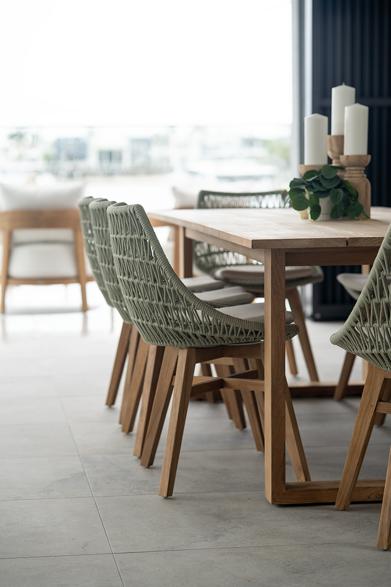 Oceanic Outdoor Dining Chair Sage Green, Width 55cm x Depth 49cm x Height 82cm - Image 2